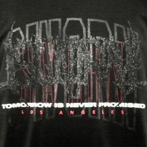 SWORN TO US Men's Metal glitter tee/tomorrow is never